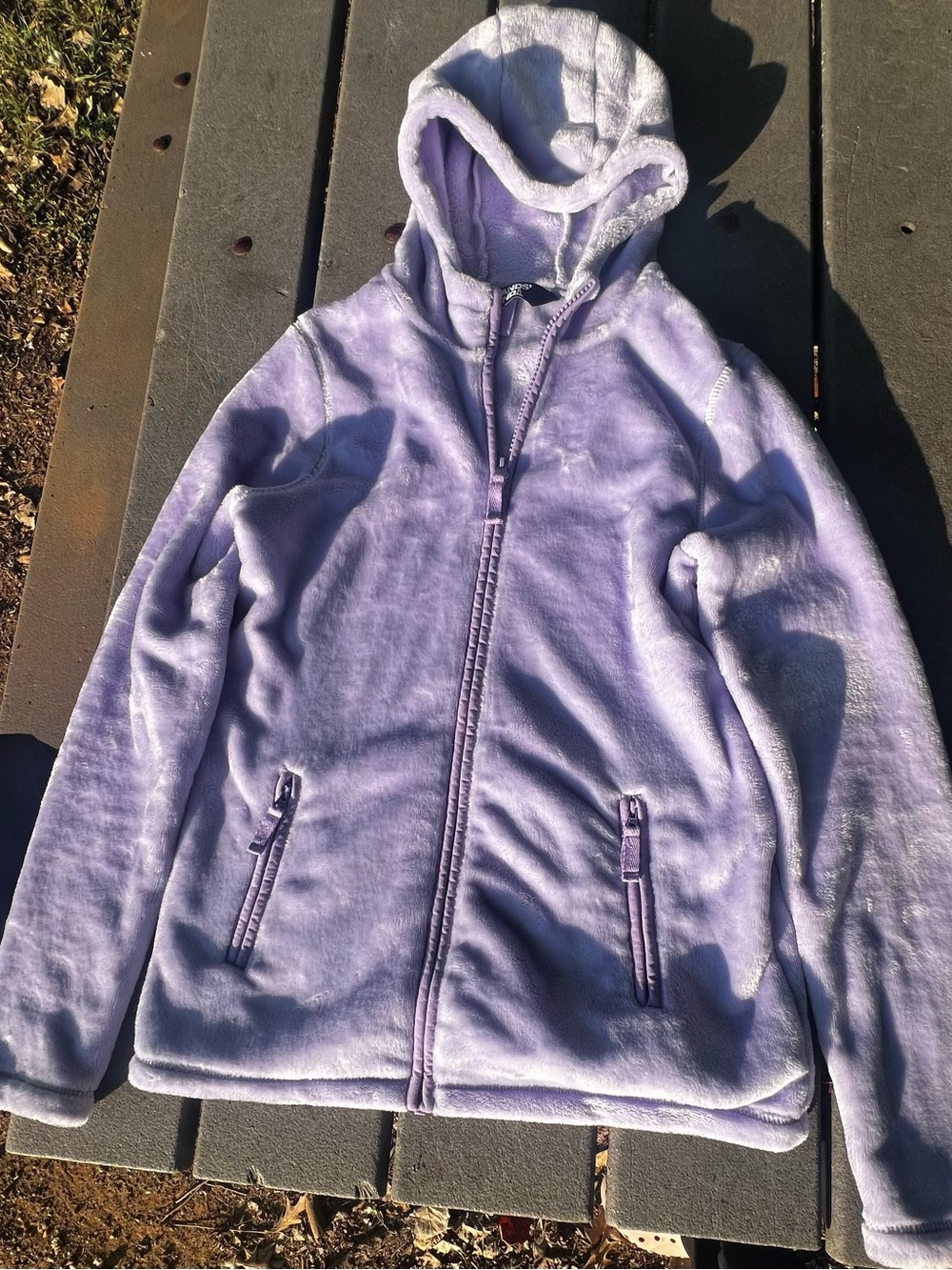 lands End kids Lavender Hooded Zip-Up Fleece Jacket